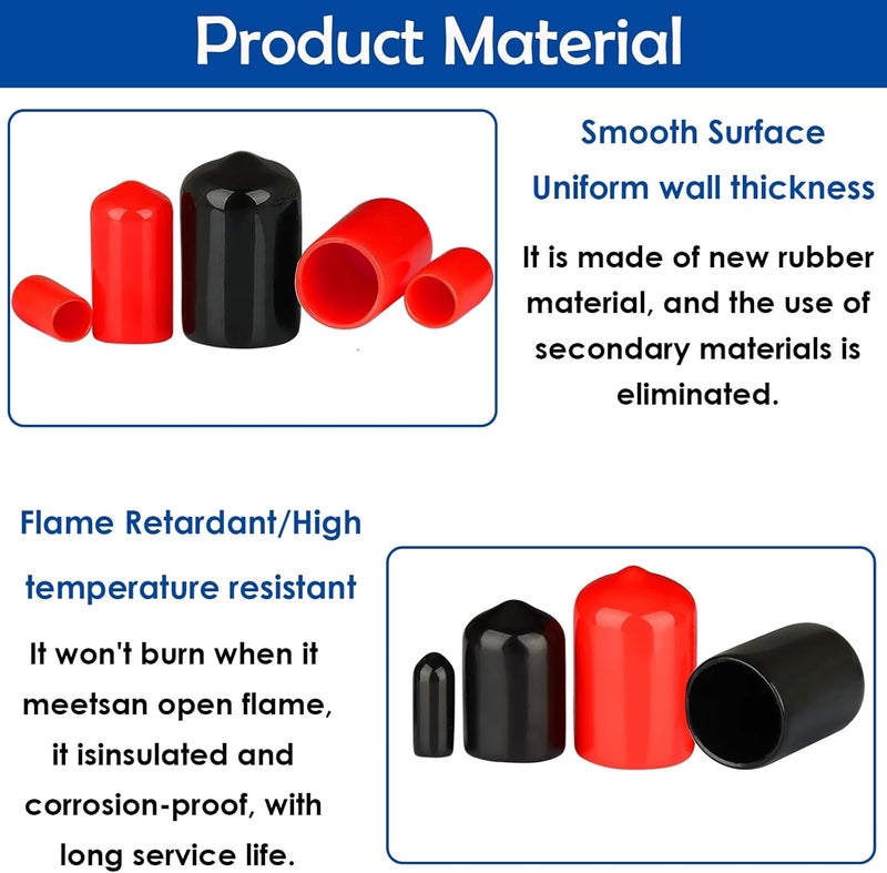 Tnisesm 300Pcs Rubber End Caps - Black Round Vinyl End Caps Bolt Screw Covers in 2/25" to 7/10" - Image 4